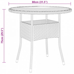 Masă de grădină, gri, Ø80x75cm, lemn de acacia/poliratan - V310609V - Img 4