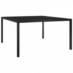 Masă de grădină, negru, 130x130x72 cm, oțel și sticlă - V313099V - Img 2