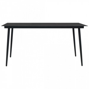 Masă de grădină, negru, 150 x 80 x 74 cm, oțel și sticlă - V312158V