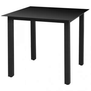 Masa de gradina, negru, 80 x 80 x 74 cm, aluminiu si sticla - V42787V