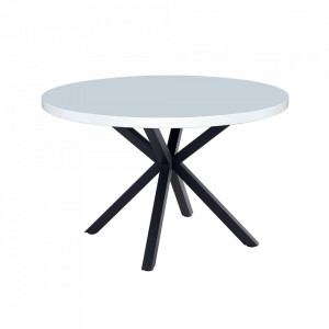 Masă de sufragerie, alb mat/negru, diametru 120 cm - TP326688 - Img 1