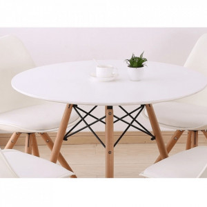 Masă dining, alb/fag, diametru 60 cm - TP229163 - Img 13