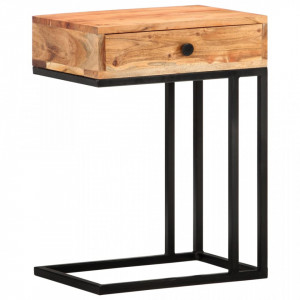 Masa laterala forma U, 45 x 30 x 61 cm, lemn masiv de acacia - V289090V