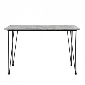 Masa Somalia design elegant efect lemn cu picioare hairpin ,120 x 70 x 75 cm, metal/MDF, negru/efect beton pentru 4 persoane - P63525280 - Img 2