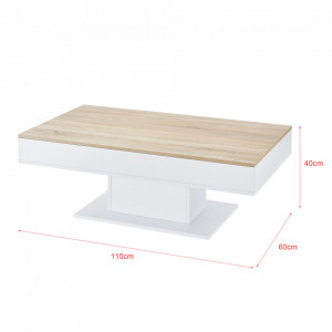 Masuta cafea cu blat mobil efect lemn/alb - P73694399 - Img 4