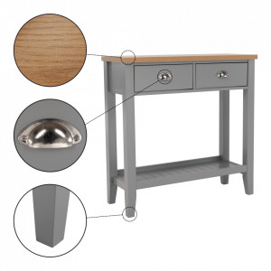 Măsuţă, masă tip consolă nuc și gri 80x30x80 cm - TP280949 - Img 17