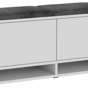 MBBAA1 - Banca, bancuta, 100x37x50 cm, pantofar pentru Hol, pantofi, depozitare - Alb cu tapiterie Gri / Verde / Albastra - Img 6