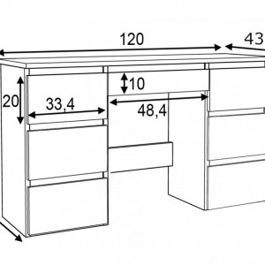 MBBIS1 - Birou 120 cm, masa de calculator cu 7 sertare, office - Sonoma - Img 2