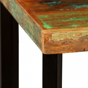 Mobilier bar 3 piese lemn masiv reciclat, piele naturala, panza - V275141V - Img 4