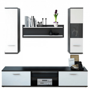 Mobilier pentru living, negru și alb, 188x30x165 cm - TP190432 - Img 7