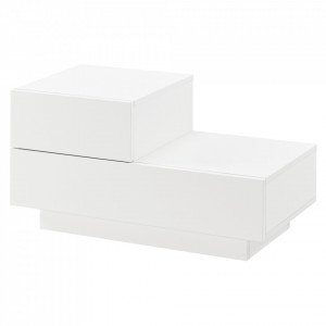Noptiera cu 2 sertare, 38 x 70 x 35 cm, alb lucios - P71488073 - Img 2