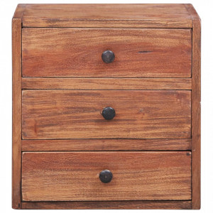Noptiera cu 3 sertare, 35 x 25 x 35 cm, lemn masiv reciclat - V283938V - Img 2