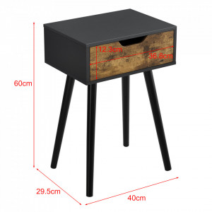 Noptiera Ostersund, 60 x 40 x 29,5 cm, PAL/PVC, negru/efect lemn nuanta inchisa, cu 1 sertar - P73606253 - Img 2