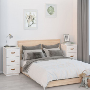 Noptiere, 2 buc., alb, 40x40x75 cm, lemn masiv de pin - V818338V - Img 2