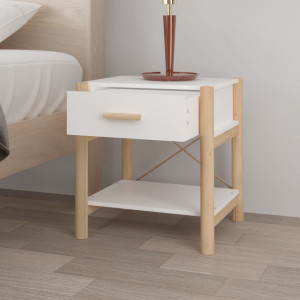 Noptiere, 2 buc., alb, 42x38x45 cm, lemn prelucrat - V345655V - Img 4