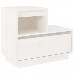 Noptiere, 2 buc., alb, 60x34x51 cm, lemn masiv de pin - V814377V - Img 3