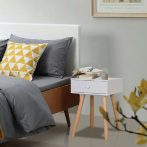Noptiere din lemn masiv de pin 2 buc, 40 x 30 x 61 cm, alb - V244740V