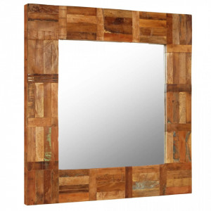 Oglinda de perete, lemn masiv reciclat, 60 x 60 cm - V246417V - Img 2