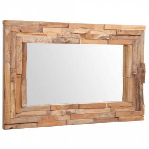 Oglinda decorativa din lemn de tec, 90 x 60 cm, dreptunghiular - V244563V - Img 3