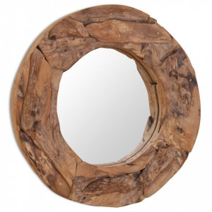 Oglinda decorativa Lemn de tec 60 cm Rotunda - V244560V - Img 4