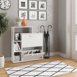 OSPAN3 - Pantofar 80 cm pentru Hol, depozitare pantofi, 2 sertare - Alb - Img 1