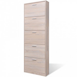 Pantofar cu 5 compartimente din lemn, aspect de stejar - V241241V - Img 2