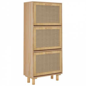 Pantofar, maro, 52x25x115 cm, lemn prelucrat și ratan natural - V345650V - Img 4