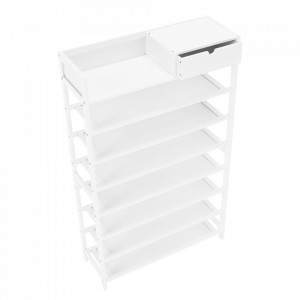 Pantofar, suport pentru pantofi, 7 poliţe, alb, 70x25x117 cm - TP296531 - Img 6