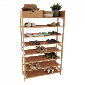 Pantofar, suport pentru pantofi, 7 poliţe, bambus, 70x25x117 cm - TP296533 - Img 16