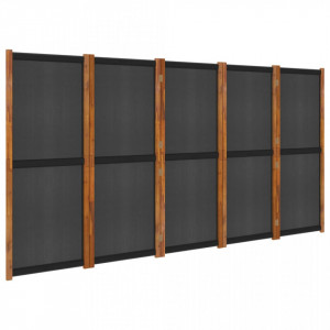 Paravan de cameră cu 5 panouri, negru, 350x180 cm - V319181V - Img 1