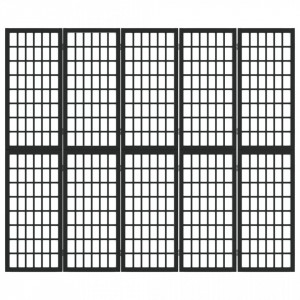 Paravan pliabil cu 5 panouri, stil japonez, negru, 200x170 cm - V352081V - Img 3