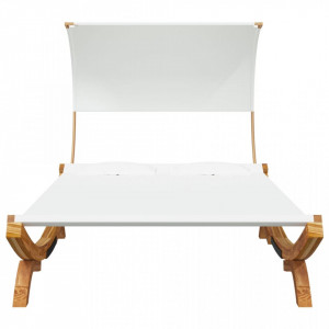 Pat de exterior cu baldachin, crem, 165x203x126 cm, lemn masiv - V313953V - Img 3