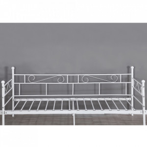Pat din metal - de o persoană, alb, 90x200, 206,4x84x95,2 cm - TP264280 - Img 2