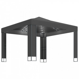 Pavilion cu acoperiș dublu & lumini LED, antracit, 3x3 m - V3070304V