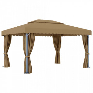 Pavilion cu perdea, gri taupe, 4x3 m, aluminiu - V3067050V - Img 4