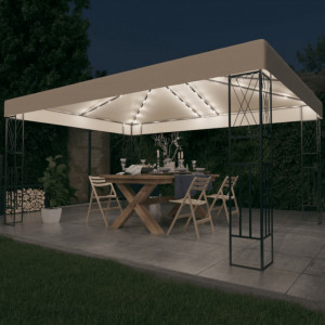 Pavilion cu șir de lumini LED, crem, 3x4 m, țesătură - V3070328V - Img 2