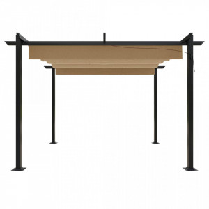 Pavilion de grădină, acoperiș retractabil, gri taupe, 3x3 m - V318536V - Img 4
