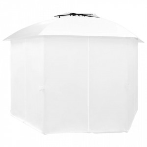 Pavilion de grădină cu perdele, alb, 360x312x265 cm, 180 g/m² - V312234V - Img 3