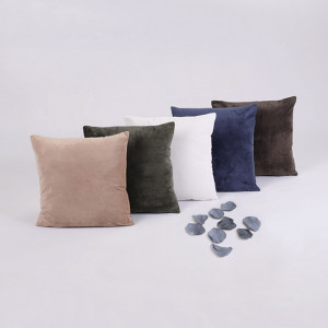 Pernă, material textil de catifea albastru închis, 45x45 cm - TP238757 - Img 2