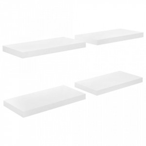 Rafturi de perete, 4 buc., alb extralucios, 50x23x3,8 cm, MDF - V323747V - Img 2