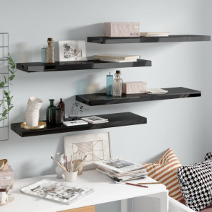 Rafturi de perete 4 buc. negru extralucios, 90x23,5x3,8 cm, MDF - V323777V