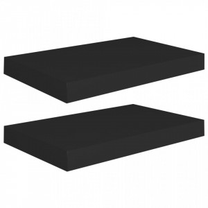 Rafturi de perete suspendate 2 buc., negru, 40x23x3,8 cm, MDF - V323827V - Img 2