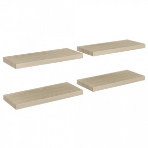Rafturi de perete suspendate, 4 buc., stejar 60x23,5x3,8 cm MDF - V323876V - Img 2