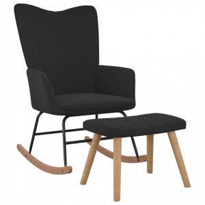 Scaun balansoar cu taburet, negru, catifea - V327760V - Img 2