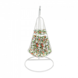 Scaun balansoar suspendabil, leagăn agăţat, alb, 105x105x195 cm - TP286349 - Img 3