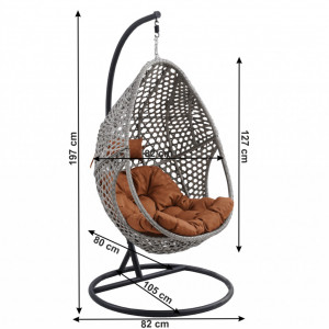 Scaun balansoar suspendabil, leagăn agăţat, gri, 82x80x197 cm - TP278048 - Img 8