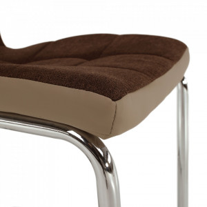 Scaun bucătărie, material textil maro/piele ecologică bej/crom - TP201222 - Img 13