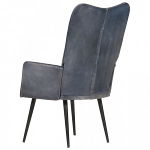Scaun cu spătar înalt, gri, piele naturală - V339649V - Img 3