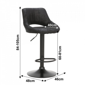 Scaun de bar, material textil negru cu efect de piele întoarsă - TP230858 - Img 9