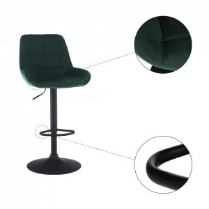 Scaun de bar, material textil Velvet verde închis - TP299530 - Img 14
